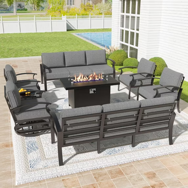 Gotland 8 Aluminum Prone to Fading Outdoor Conversation Sets with Chairs and Table