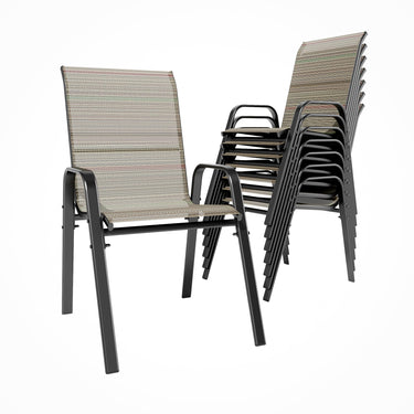 ALAULM Stackable Patio Chairs Set of 4, Outdoor Furniture Chairs with All Weather Breathable Textilene & Metal Frame, Outdoor Furniture Set for Lawn Garden Backyard