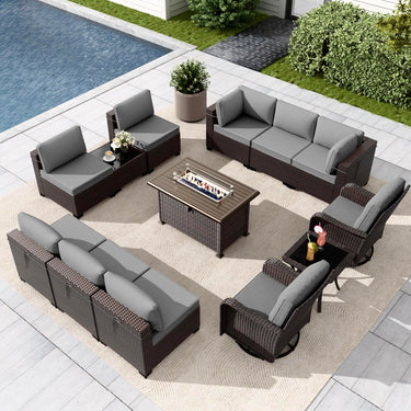 Kullavik 13-Piece Outdoor PE Wicker Patio Furniture Set