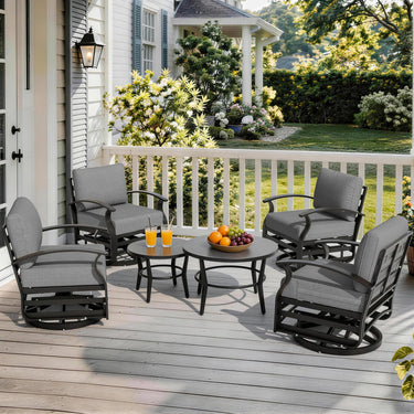 Kullavik Gotland 6 Piece Patio Set, Aluminum Outdoor Swivel Chairs Set