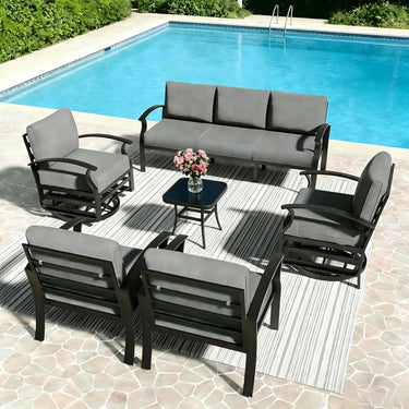 Gotland 7-Piece Aluminum Patio Furniture with Coffee Table