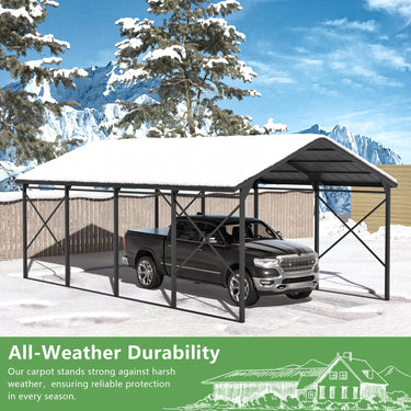 ALAULM Metal Carport Outdoor Carport Canopy Heavy Galvanized Garage Car Shelter with Enhanced Base and Roof, Duty Garage Shelter for Cars Boats Pickups Trucks