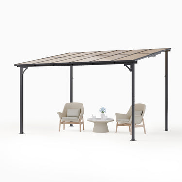 Gotland 5 FT x 8 FT Pergola, Lean to Gazebo with Ground Anchor Sturdy Structure, Outdoor Gazebo with Sloped Roof, Galvanized Steel Metal Pergola, Wall Mounted Gazebo for Backyard Deck